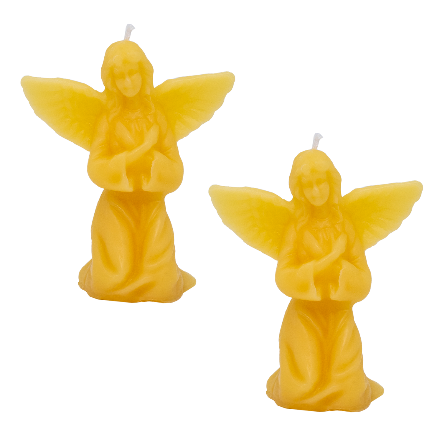 2 Angels - Shaped White Ivory Beeswax Candles