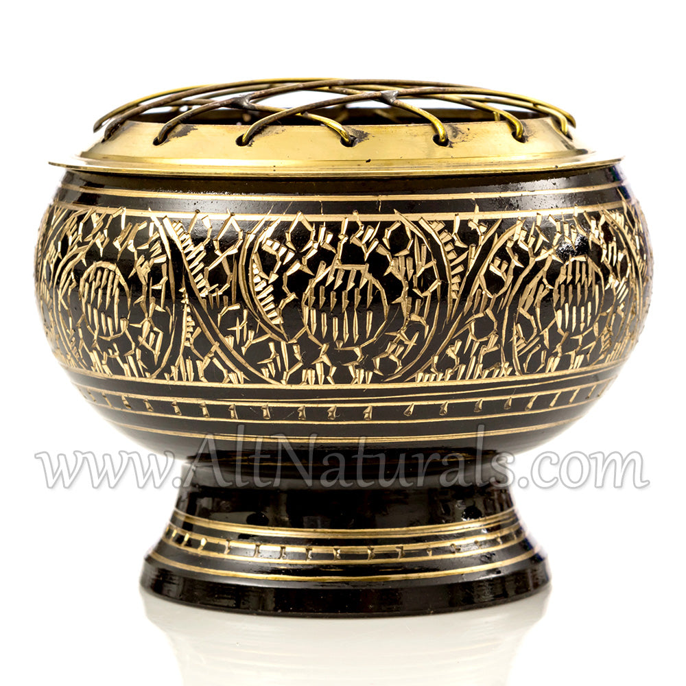 Solid Brass Black Screen Incense Burner