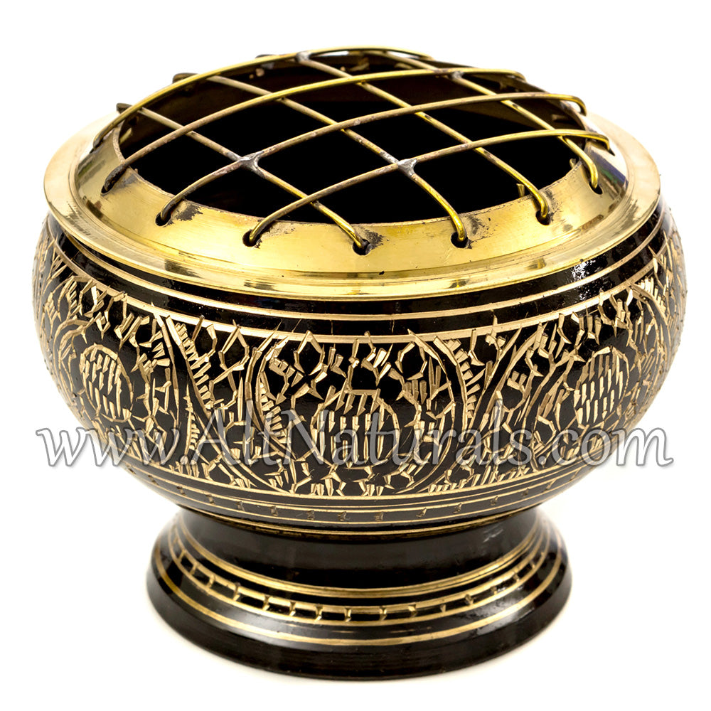 Solid Brass Black Screen Incense Burner