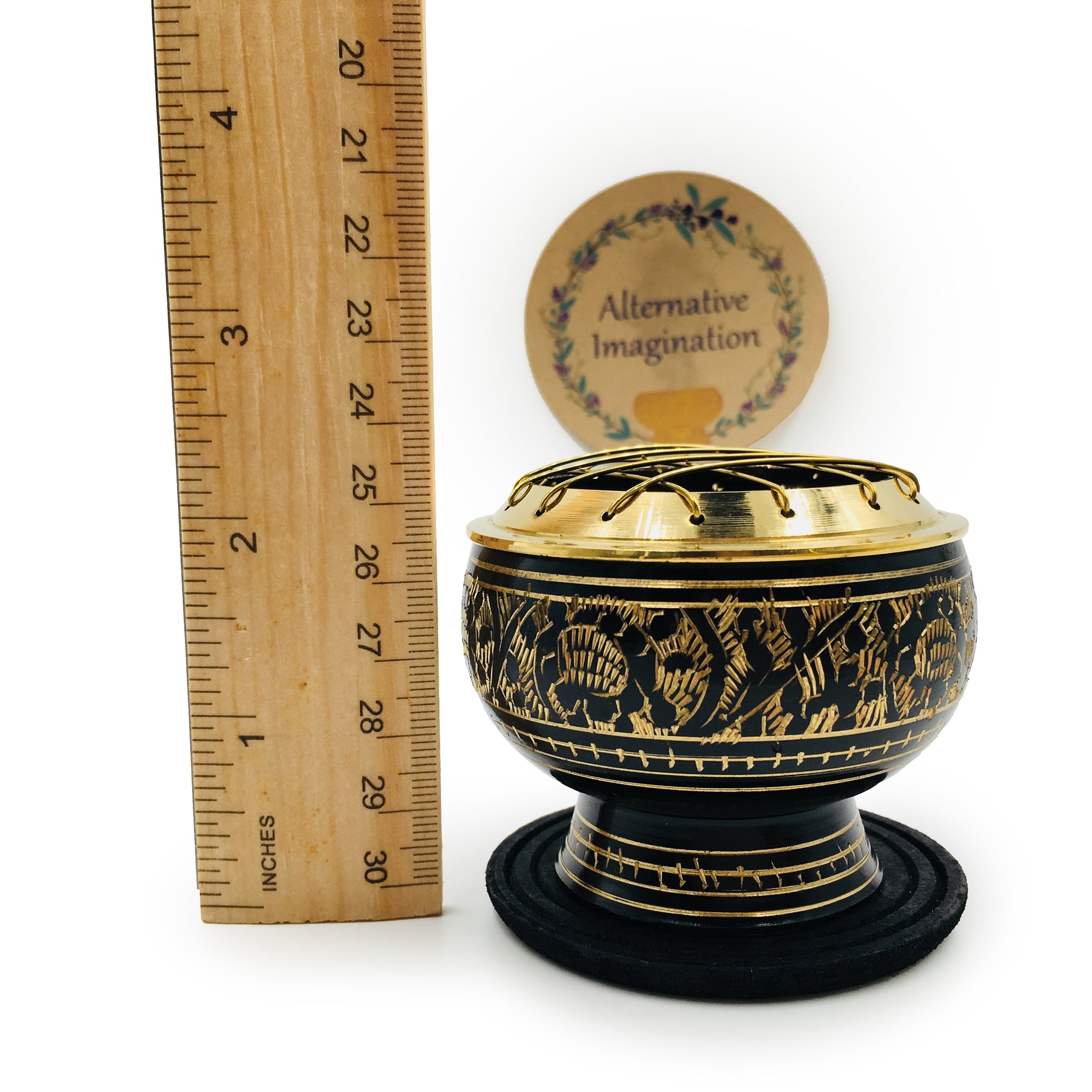 Solid Brass Black Screen Incense Burner
