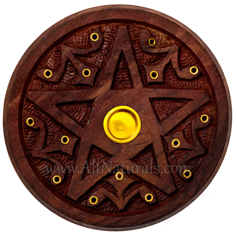 Wooden Pentagram Incense Holder