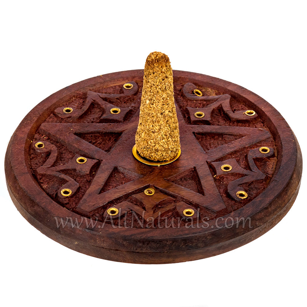 Wooden Pentagram Incense Holder