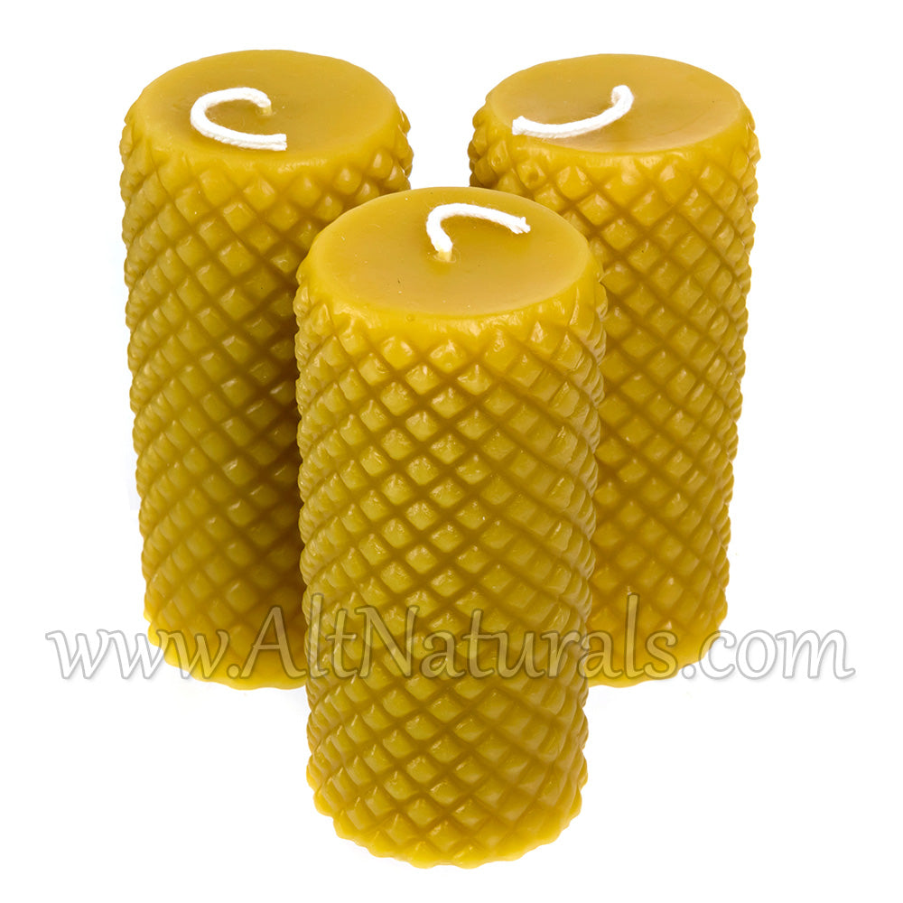 Diamond Accent Pillar Candles with 100% Pure Beeswax - Pack of 3