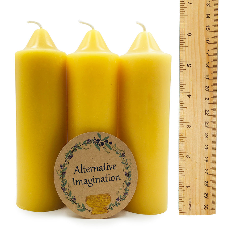 Set of 3 organic beeswax candles-4 wide up to 6 tall-100% Pure