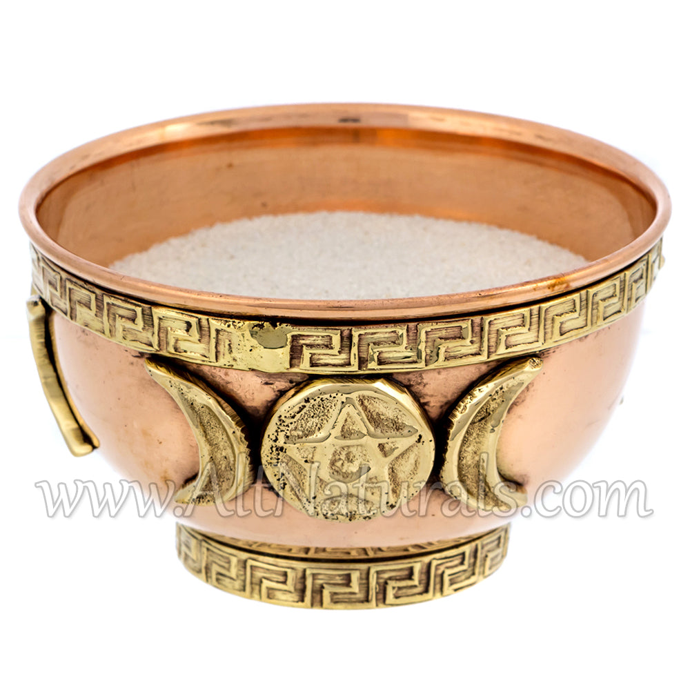 Triple Moon Pentagram Copper Offering Bowl Kit